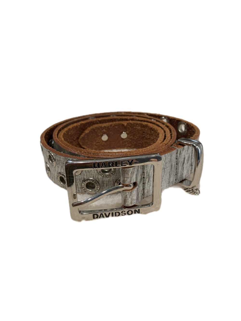 Harley-Davidson brown leather belt with silver hardware — Size 33x7
